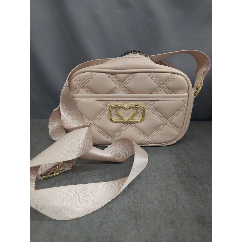Betsey Johnson Quilted Crossbody Beige Blush 9 inch